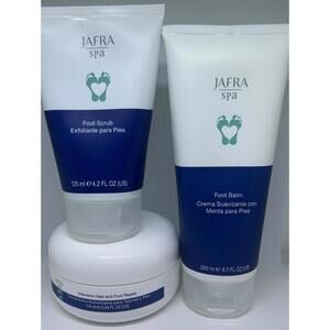 Jafra SET Of Foot Scrub 4.2 & Intensive Heel And Foot Repair & Foot Balm 6.7 Oz